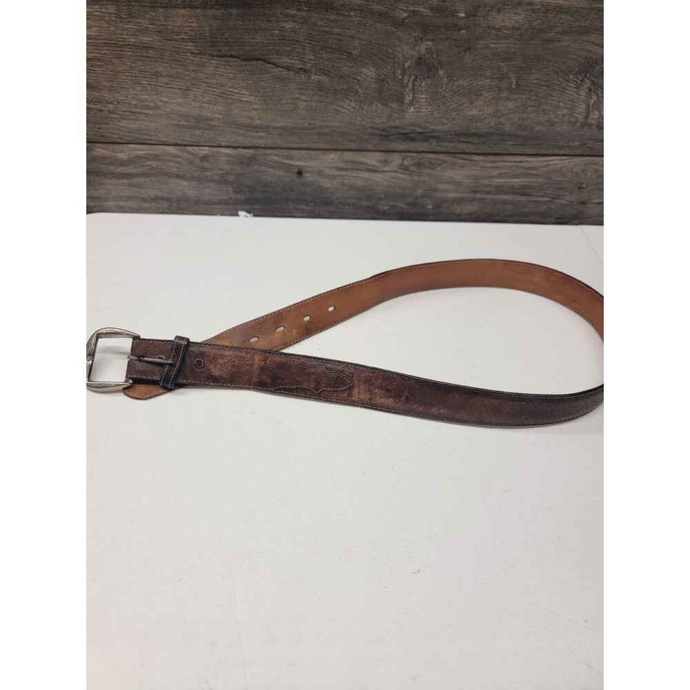 vintage TONY LAMA buckle belt 34 brown leather WESTERN